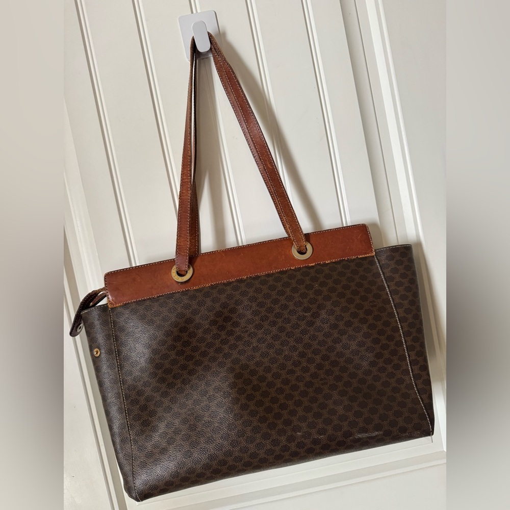 Celine Two-Tone Brown Leather Tote